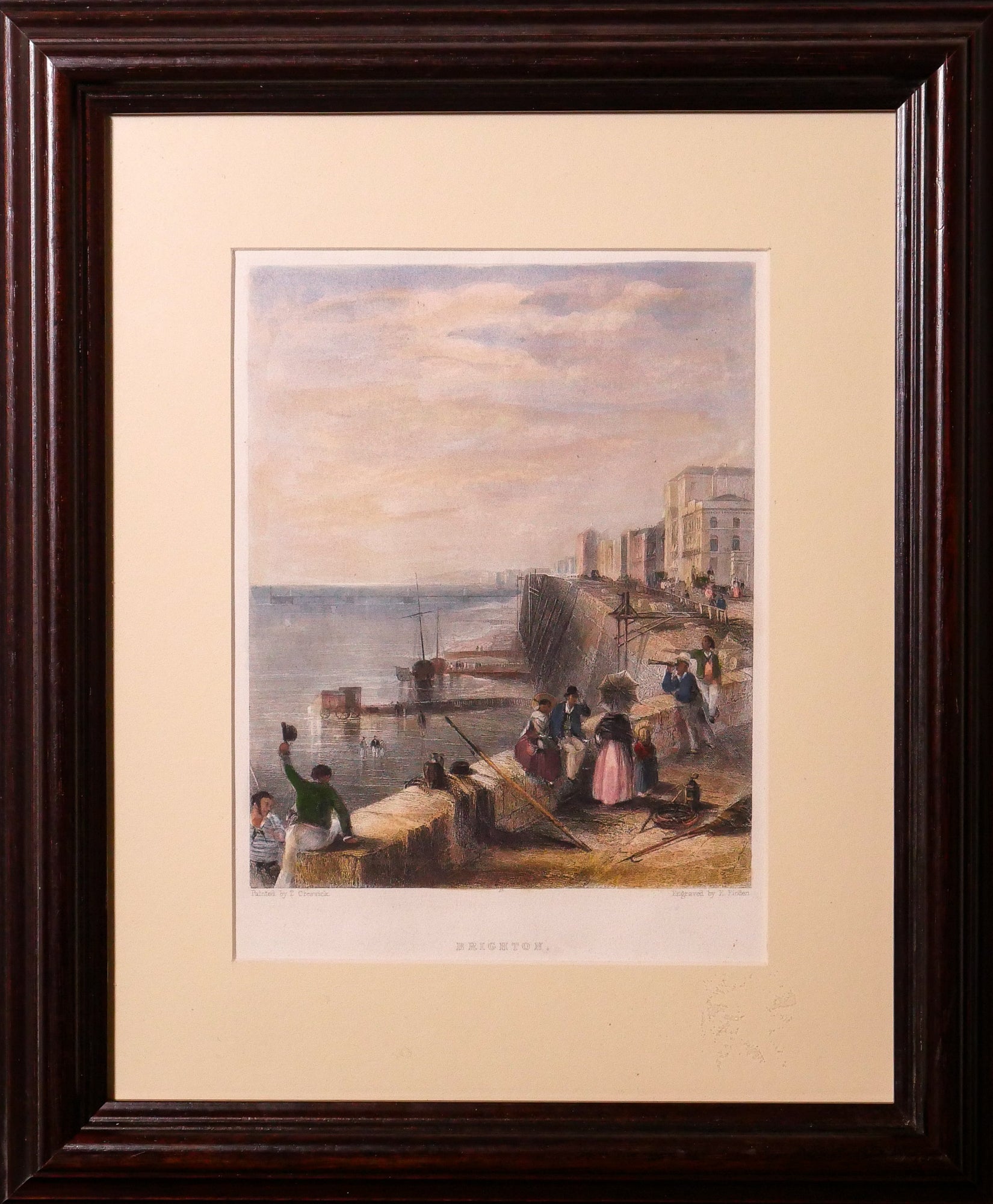 Brighton from Kemp Town Antique Steel Engraving circa 1838 The