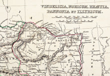 Load image into Gallery viewer, Vindelicia Noricum Rhaetia Pannonia et Illyricum - Antique Map circa 1850