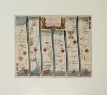 Load image into Gallery viewer, The Road from Bristol to West Chester - Antique Ribbon Map circa 1675