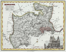 Load image into Gallery viewer, Middlesex - Antique Map by Fullarton circa 1848