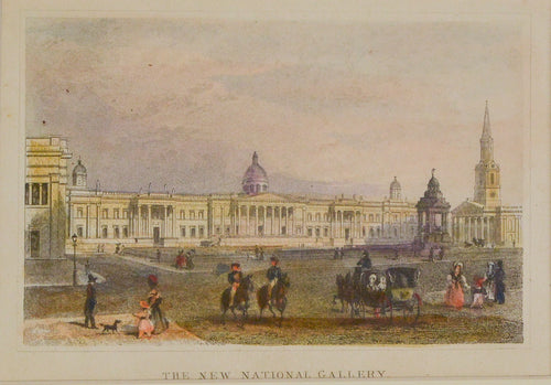 The New National Gallery - Antique Steel Engraving circa 1858
