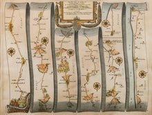 Load image into Gallery viewer, The Road From London to Newhaven - Antique Ogilby Ribbon Map 1675