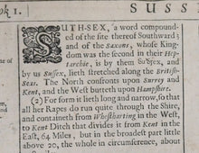 Load image into Gallery viewer, Map of Sussex - Antique Map by John Speed 1676