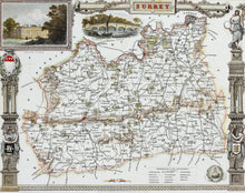 Load image into Gallery viewer, Surrey - Antique Map by Thomas Moule circa 1838