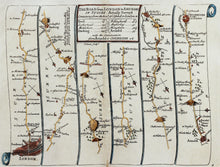 Load image into Gallery viewer, The Road from London to Arundel in Sussex - Antique Ribbon Map by John Senex, circa 1757