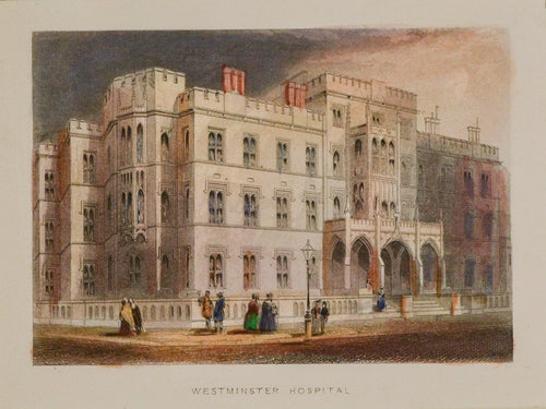 Westminster Hospital - Antique Steel Engraving circa 1851