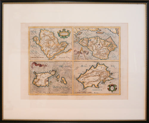 Antique Mercator Map of the Channel Islands, Isle of Wight & Angelsey