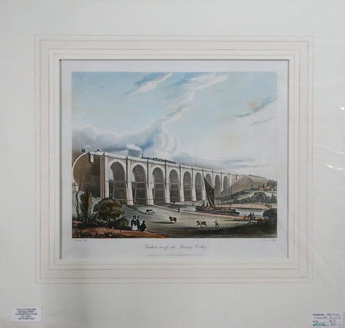 Viaduct Across the Sankey Valley - Antique Aquatint 1833