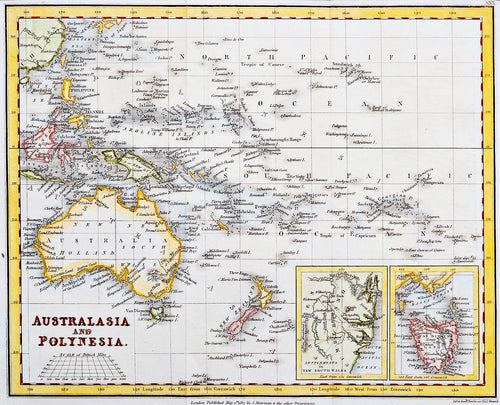 Australasia and Polynesia - Antique Map circa 1827