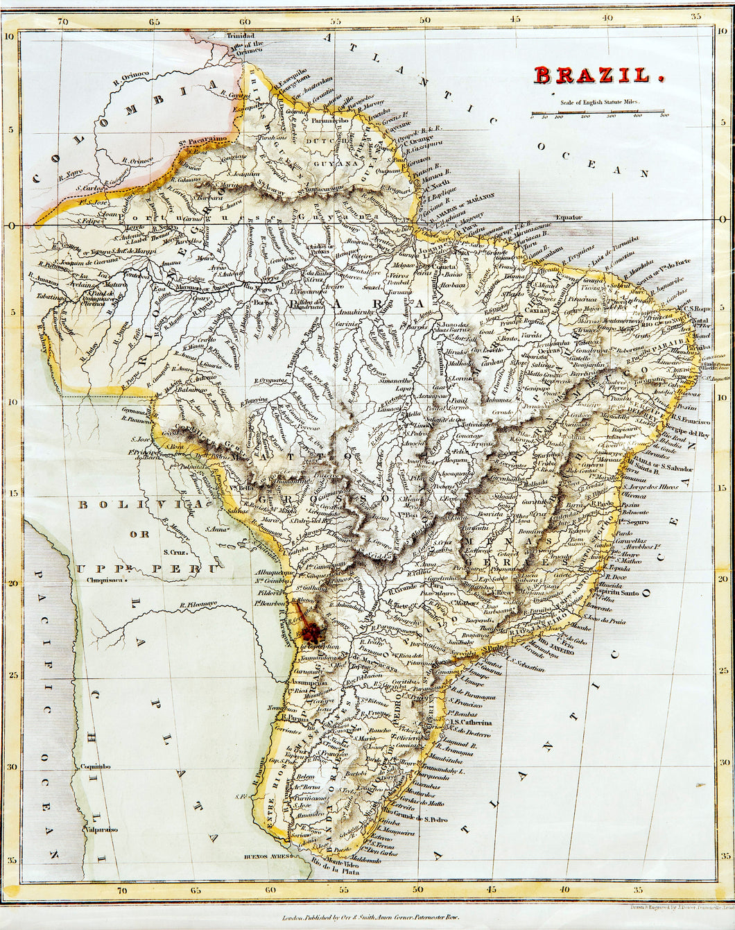 Brazil - Antique Map circa 1836