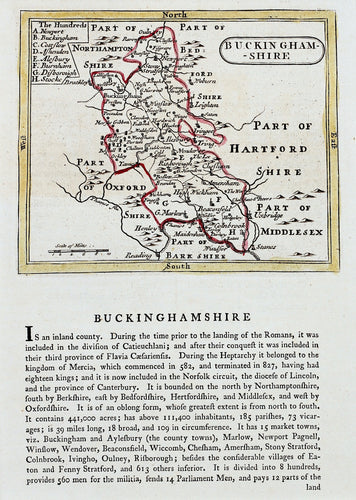 Buckinghamshire - Antique Map with Historical Statistics by Seller/Grose circa 1785