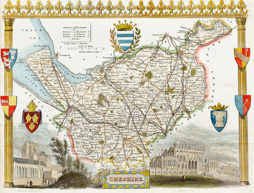 Cheshire - Antique Map by T Moule circa 1848