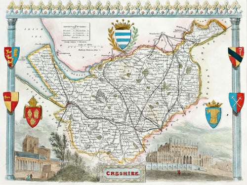 Cheshire - Antique Map by T Moule circa 1848