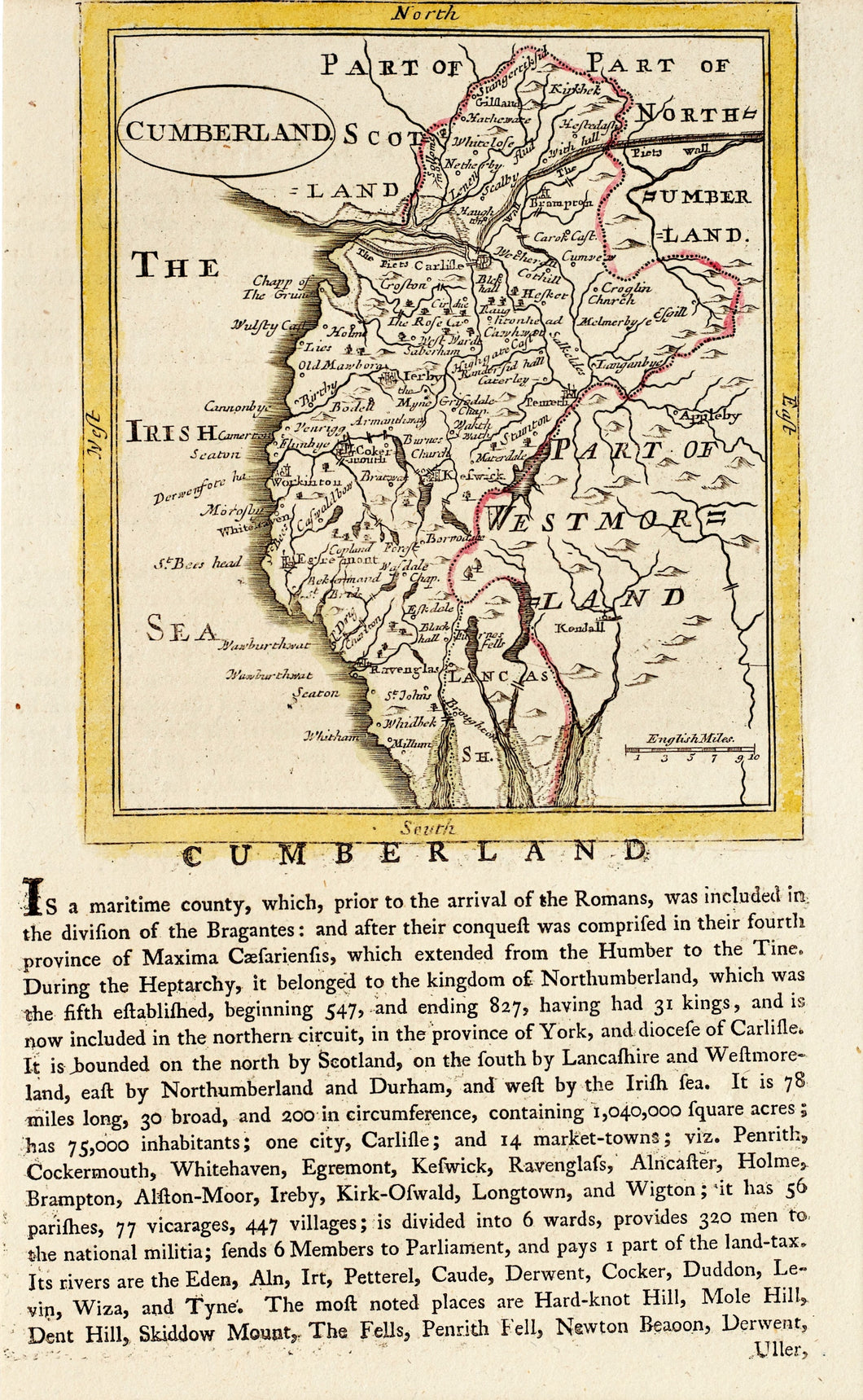 Cumberland - Antique Map by Seller and Grose circa 1787