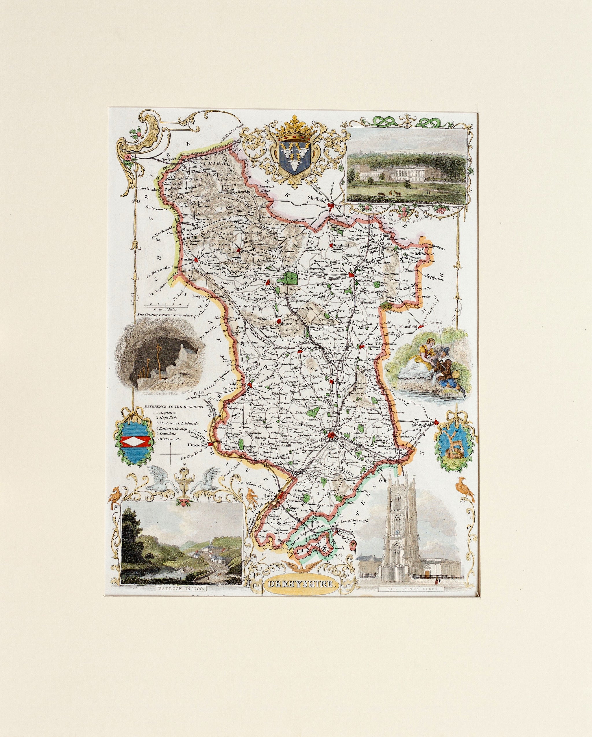 JG 1000 Piece Jigsaw Puzzle - Map Of Derbyshire, England 1836 By Thomas Moule (27x19 Inches)