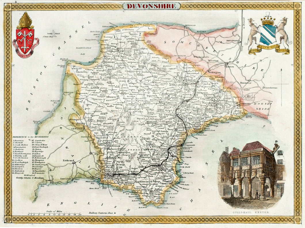 Devonshire - Antique Map by T Moule circa 1848