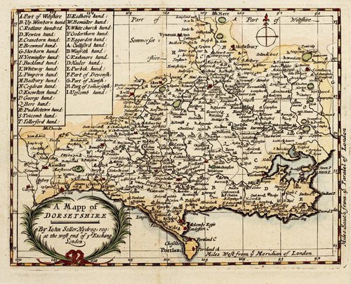 A Mappe of Dorsetshire - Antique Map by John Seller circa 1694