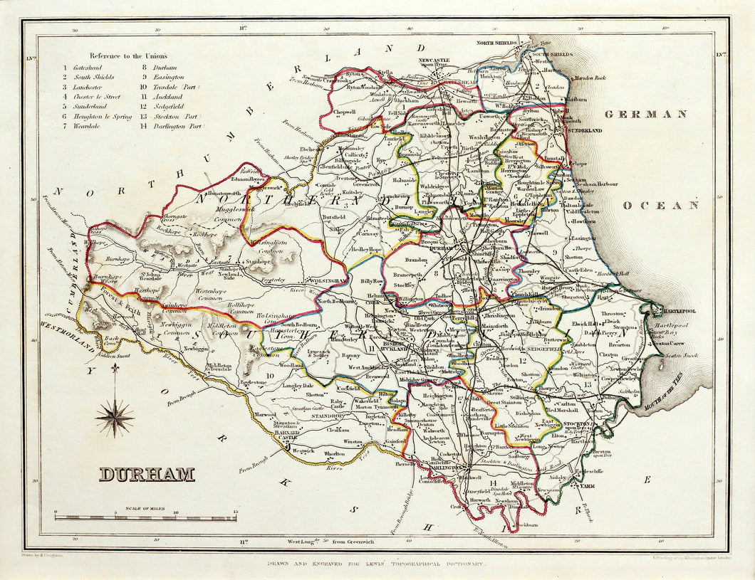 Durham - Antique Map by T Starling circa 1848