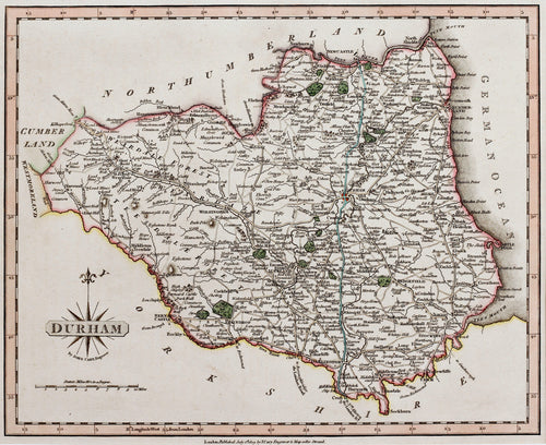 Durham - Antique Map by J Cary circa 1809