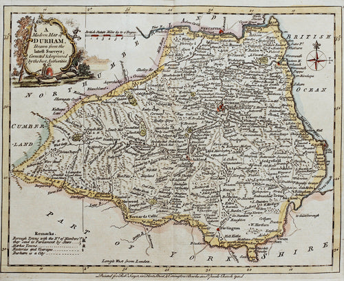 A Modern Map of Durham... - Antique Map by J Ellis circa 1777