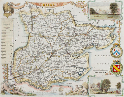Essex - Antique Map by Thomas Moule circa 1848