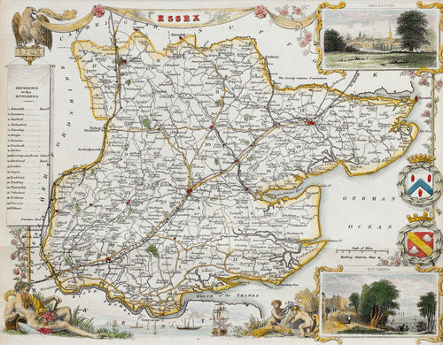 Essex - Antique Map by Thomas Moule circa 1848