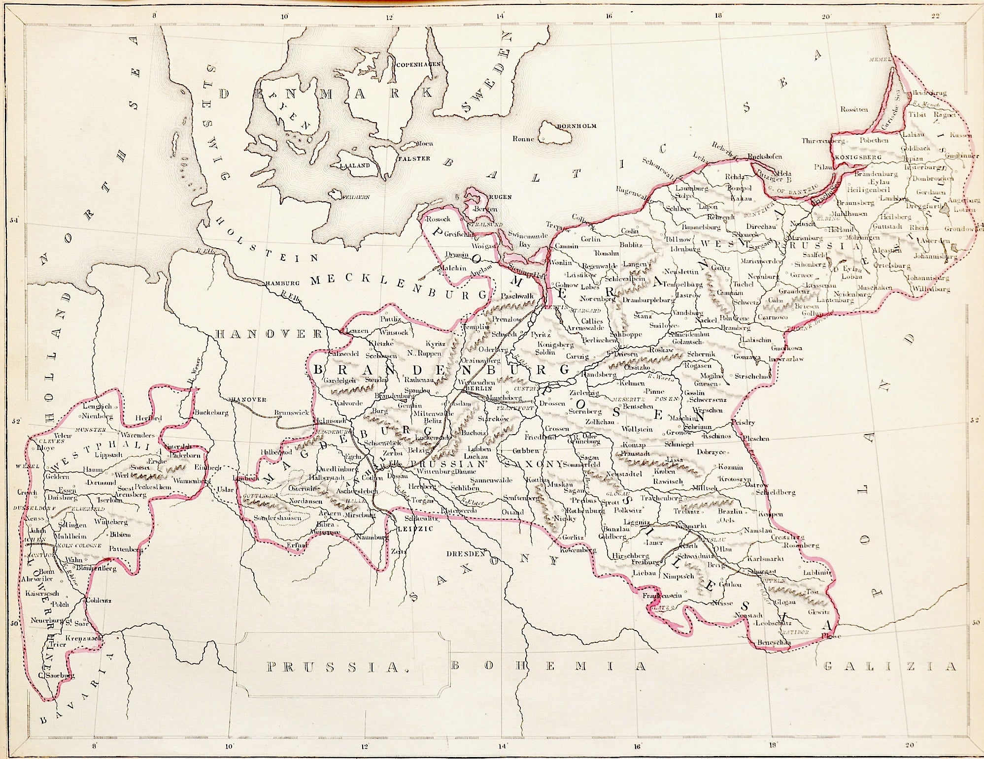 Germany - Antique Map, circa 1860 – The Witch Ball