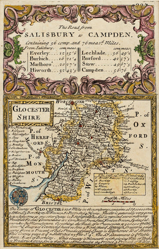 The Road from Salisbury to Campden - Antique Map by Owen/Bowen circa 1720