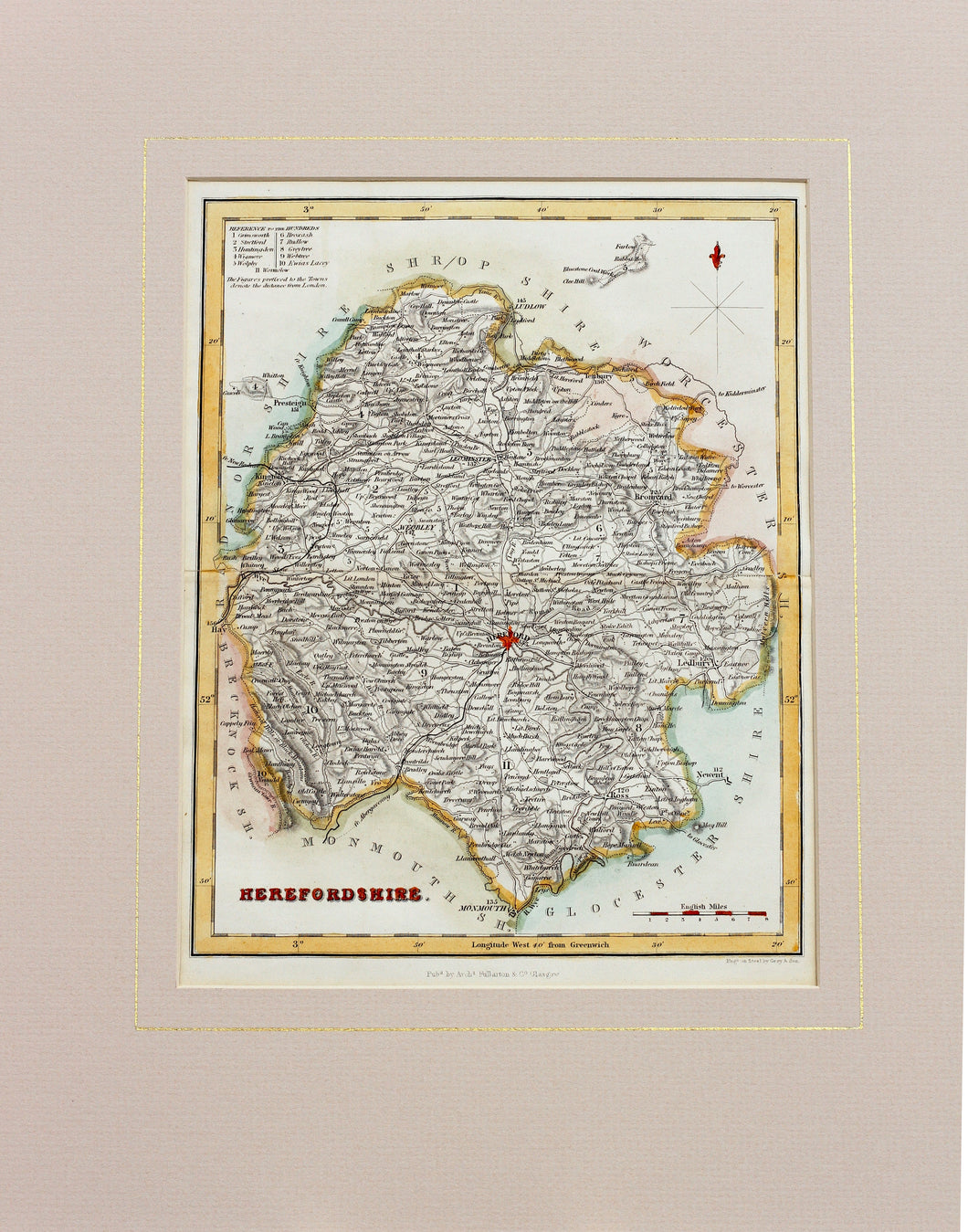 Herefordshire - Antique Map by Fullarton circa 1850