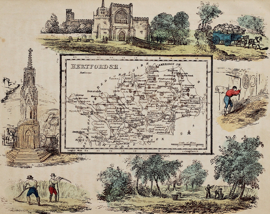 Hertfordshire - Antique Map by R Ramble circa 1845