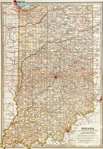 Indiana - Antique Map circa 1903