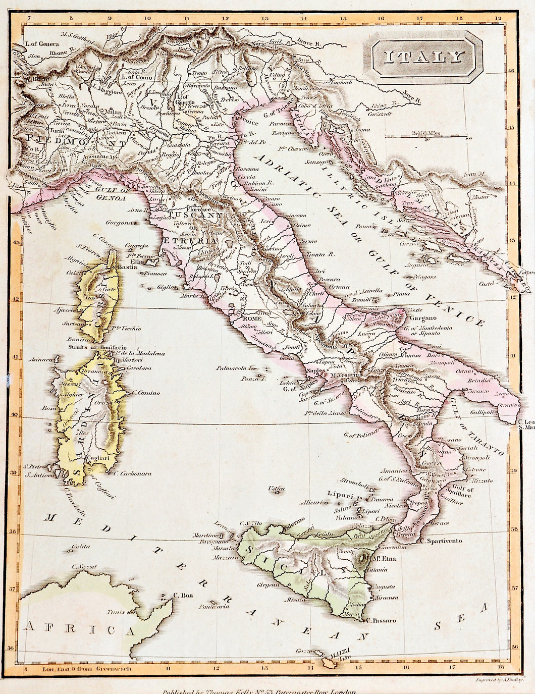 'Italy' - Antique Map, circa 1815
