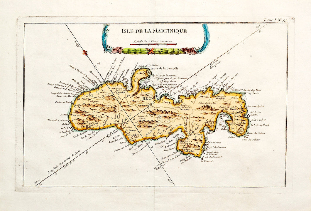Isle de la Martinique - Antique Map of Martinique circa 1750