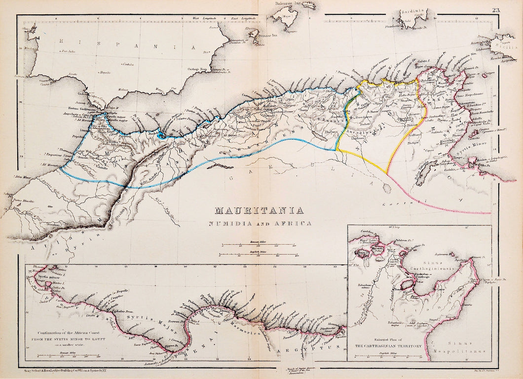 Mauritania Numidia and Africa - Antique Map 1856