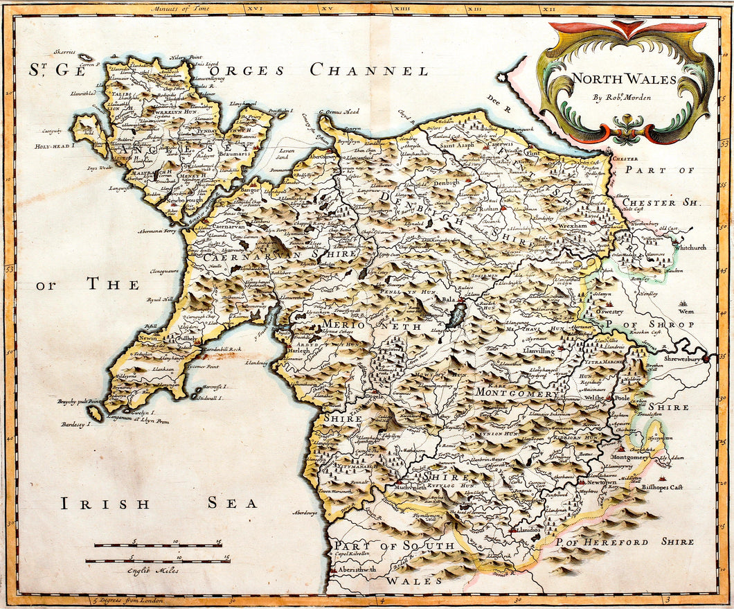North Wales - Antique Map by Robert Morden circa 1695