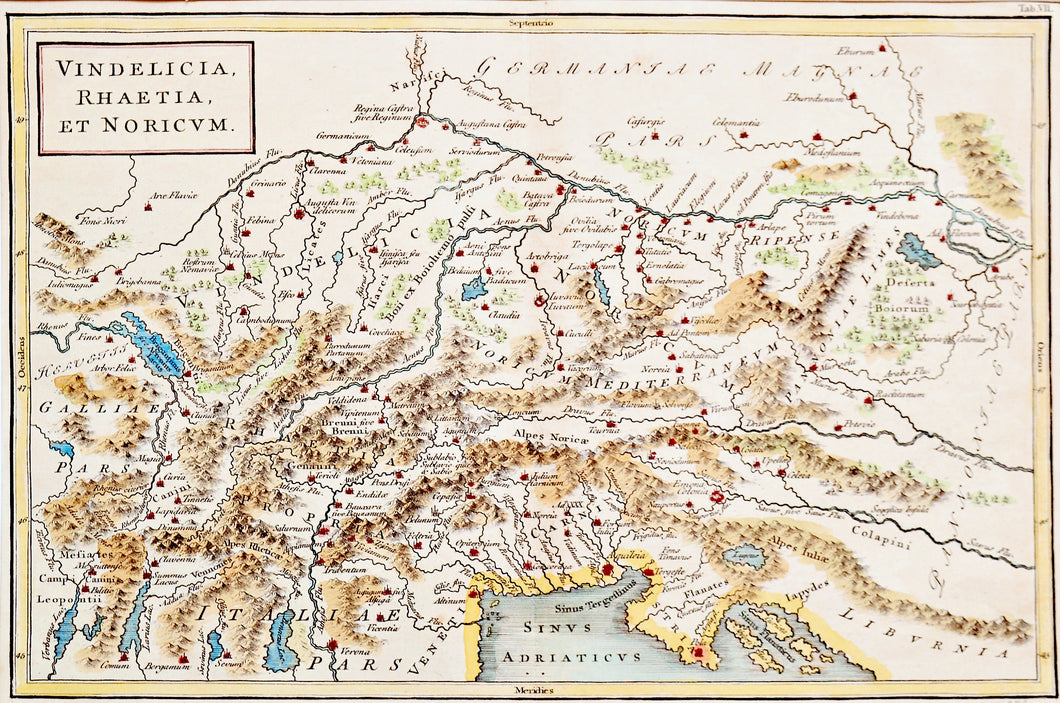 Vindelicia Rhaetia et Noricum - Antique Map circa 1745