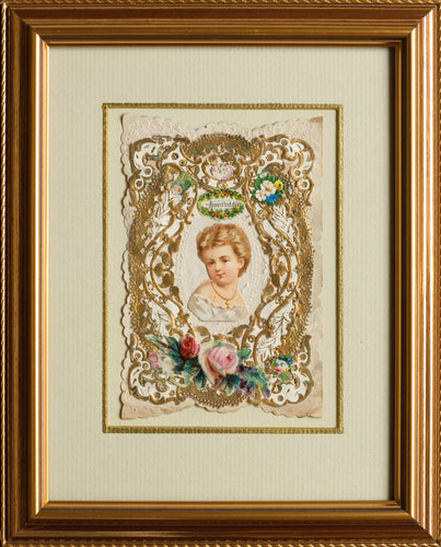 Absent but Dear - Original Antique Victorian Valentine Card circa 1870