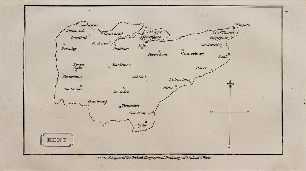 Kent - Antique Map for Cobbett 1832