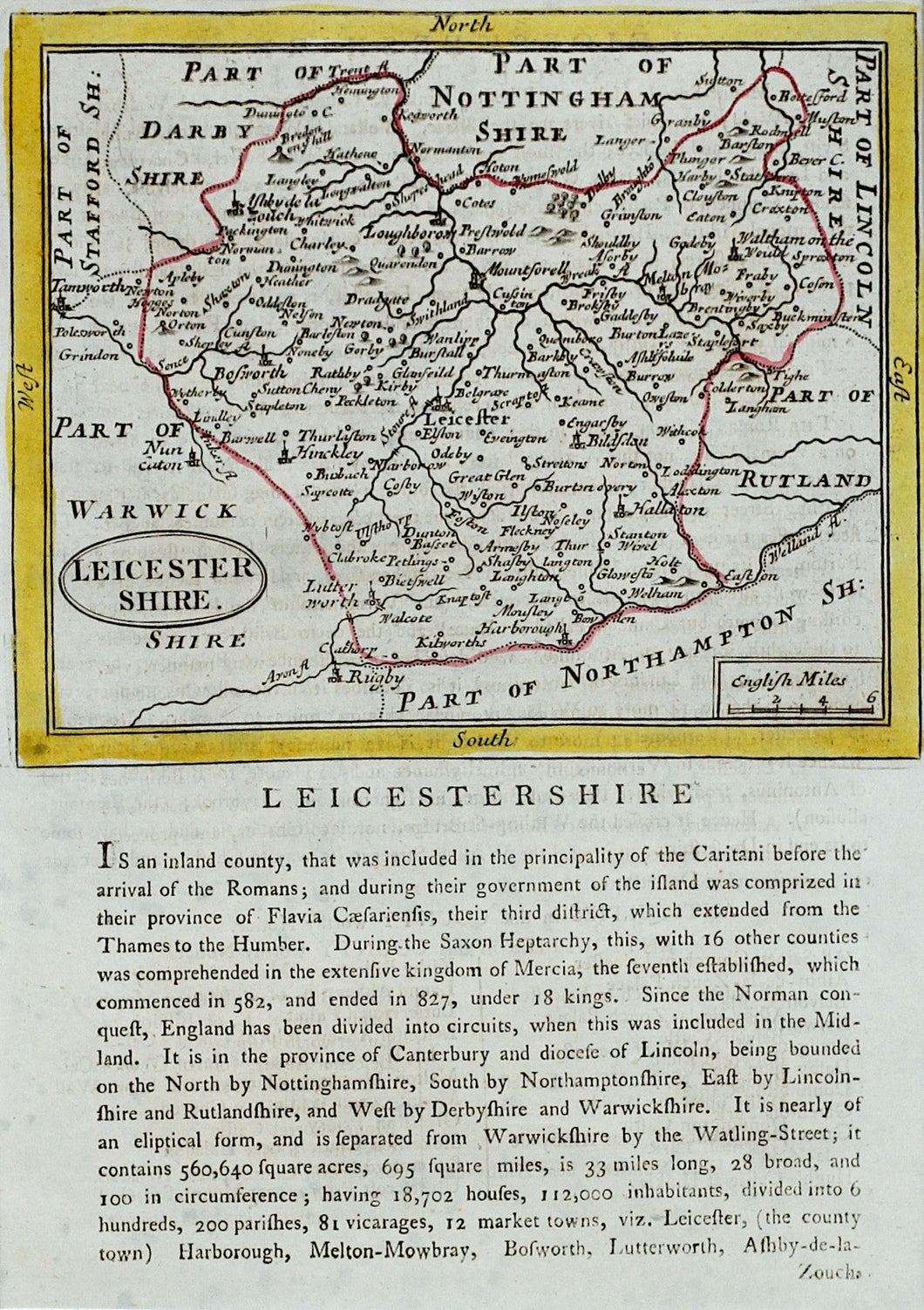Leicestershire - Antique Map by Seller/Grose 1694 - 1787
