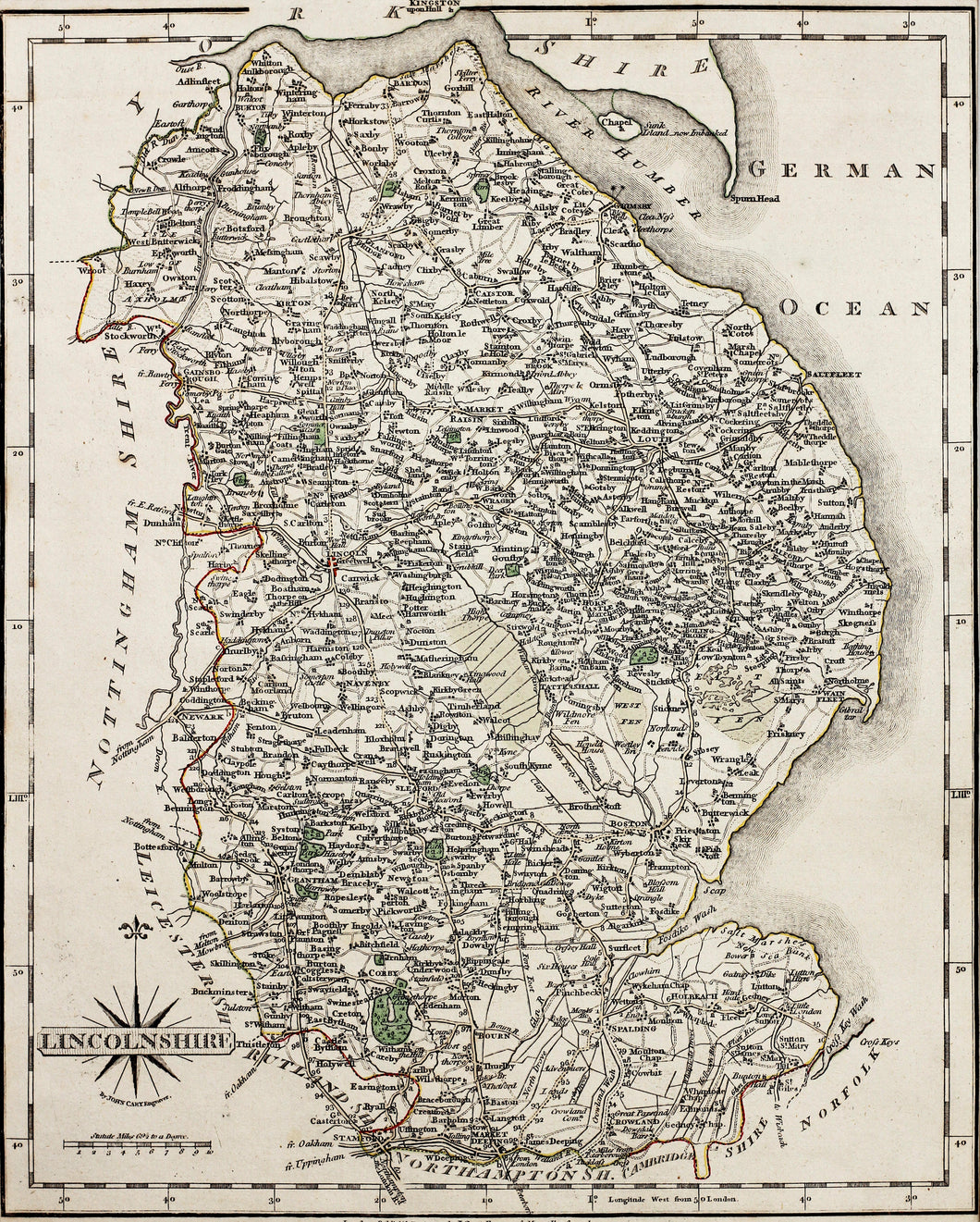 Lincolnshire - Antique Map by John Cary 1793