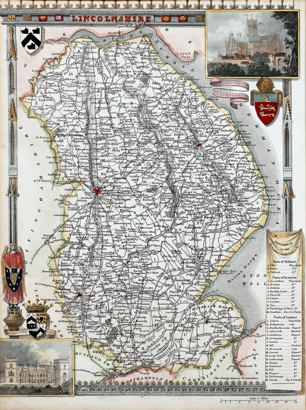 Lincolnshire - Antique Map by Thomas Moule circa 1836