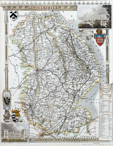 Lincolnshire - Antique Map by Thomas Moule circa 1848