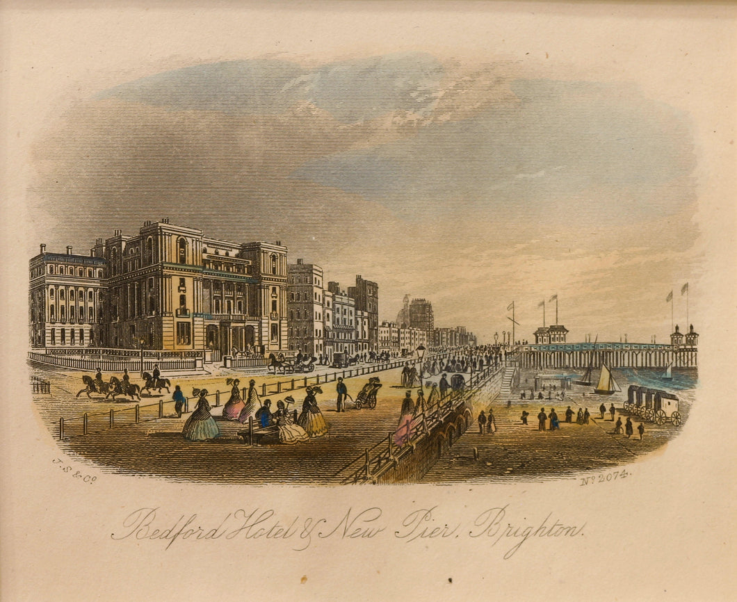Bedford Hotel and New Pier Brighton - Steel Engraving circa 1866