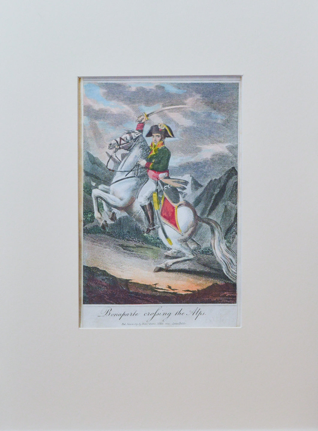 Bonaparte Crossing the Alps - Hand Coloured Copper Engraving 1815