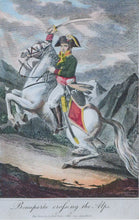 Load image into Gallery viewer, Bonaparte Crossing the Alps - Hand Coloured Copper Engraving 1815
