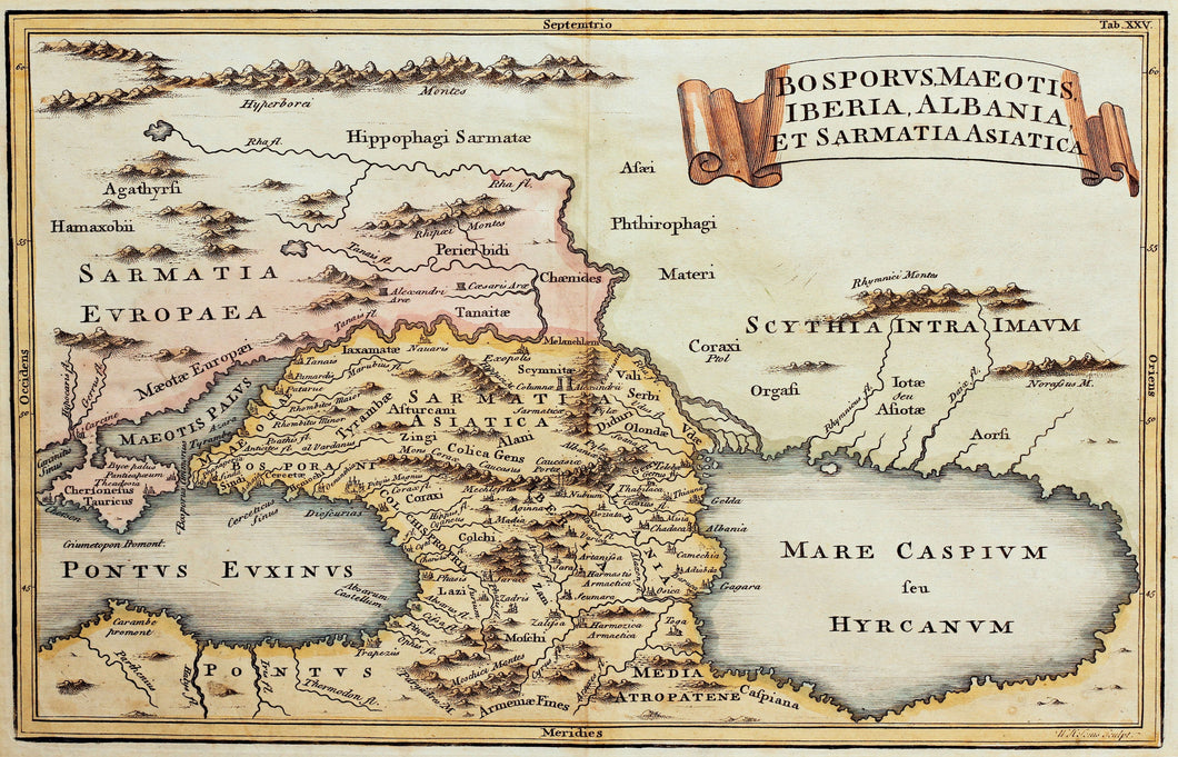 Bosphorus, Maeotis Iberia Albania et Sarmatia Asiatica - Antique Map circa 1745