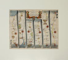 Load image into Gallery viewer, The Road from Bristol to West Chester - Antique Ribbon Map circa 1675
