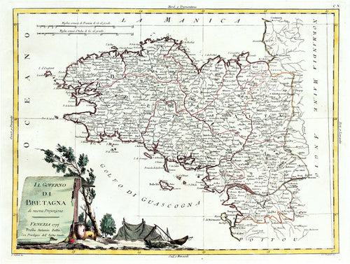 Brittany - Antique Map circa 1777