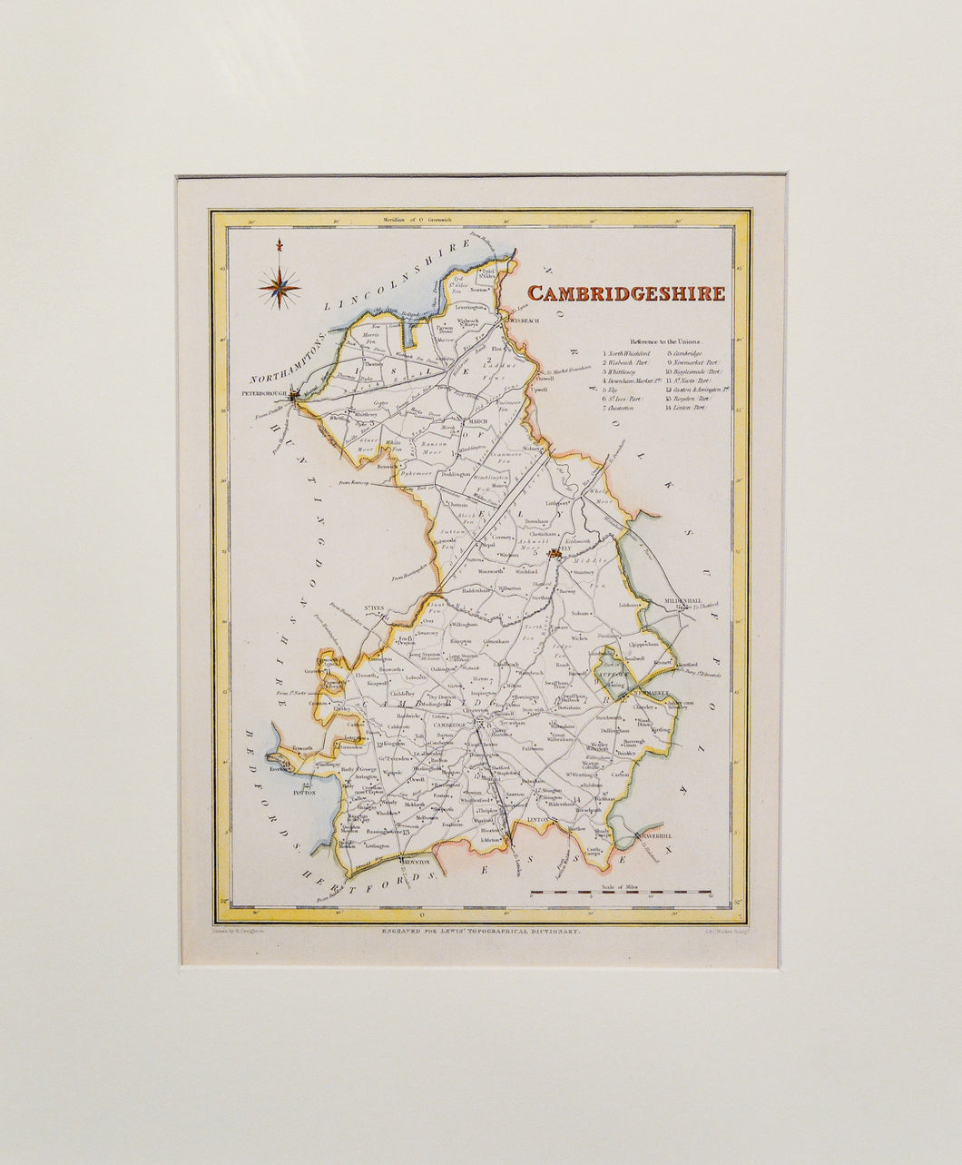 Cambridgeshire - Antique Map by J & C Walker circa 1850