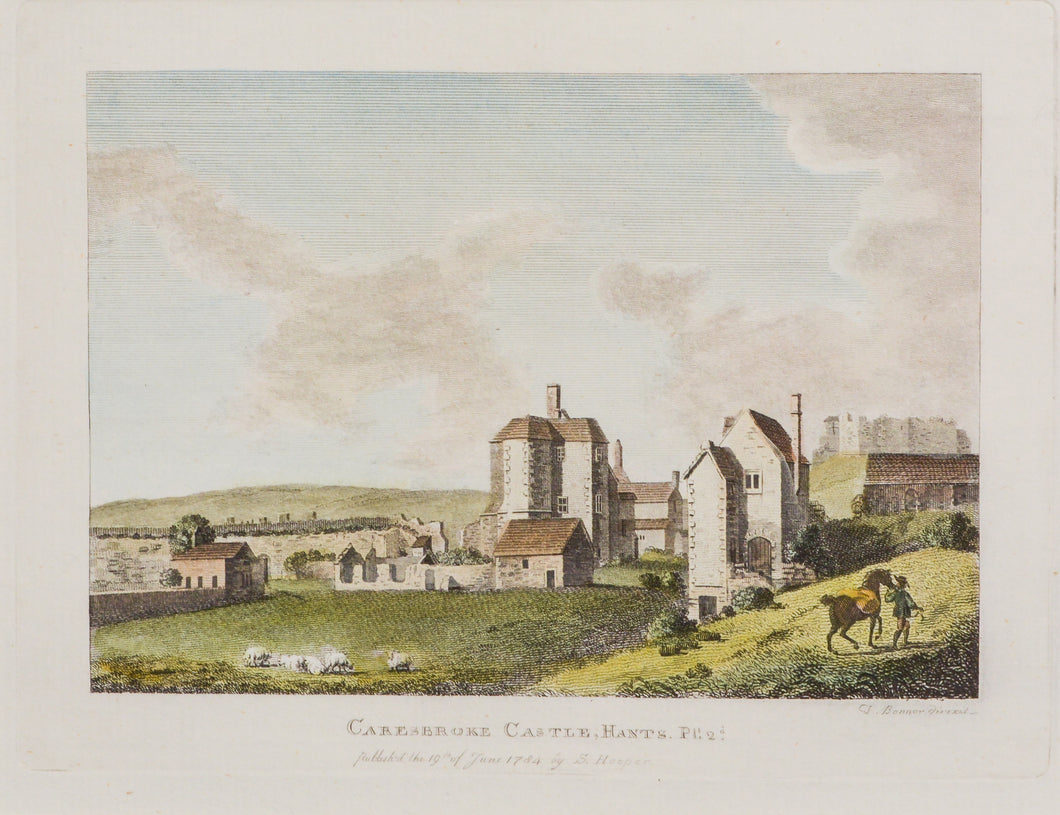 Caresbroke Castle Isle of Wight - Copper Engraving 1784